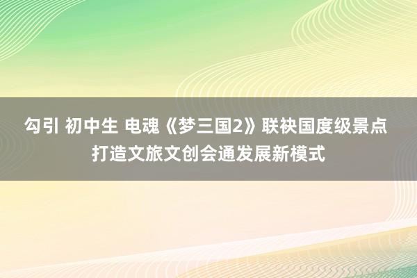 勾引 初中生 电魂《梦三国2》联袂国度级景点 打造文旅文创会通发展新模式